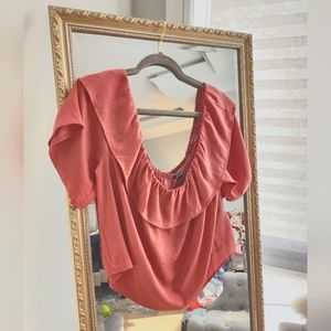 Express Silk Crop Off the Shoulder Blouse | Size XL | Dusty Rose/Pink